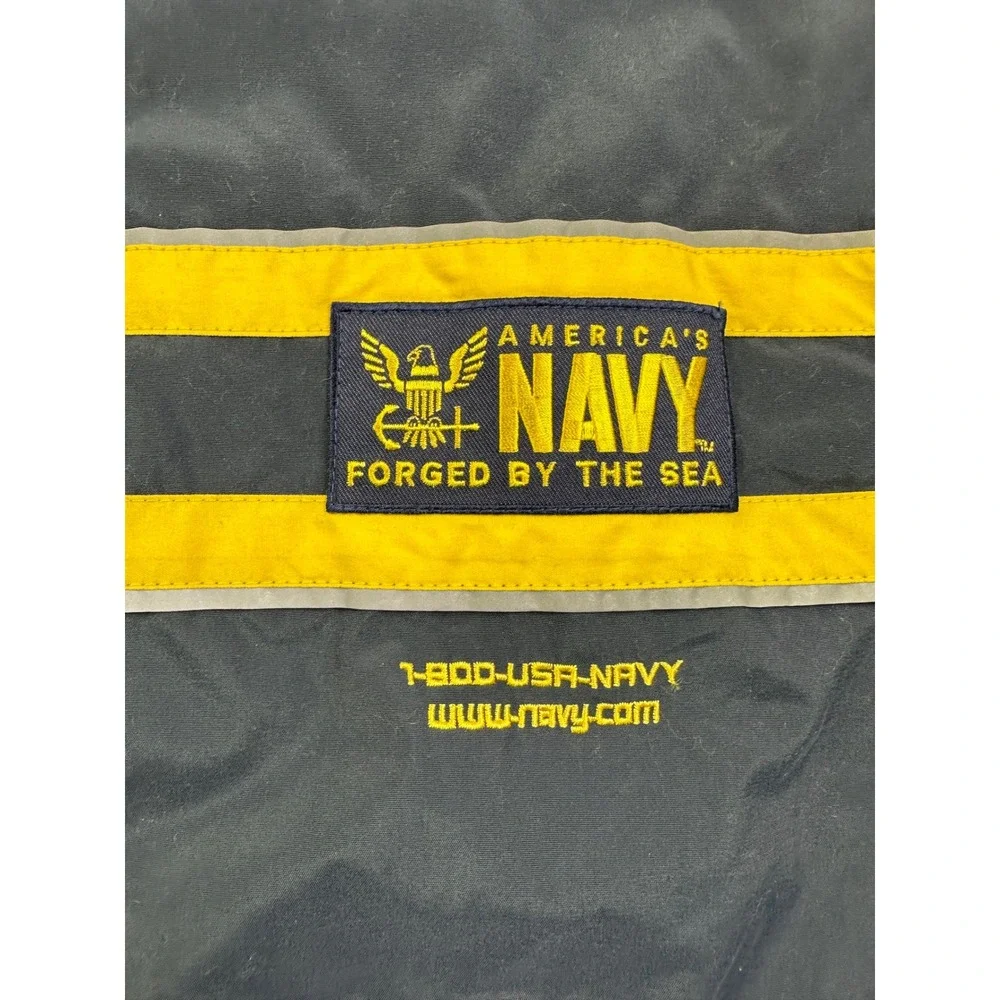 US Navy‎ Windbreaker Jacket Men's S Small Blue Yellow Forged by the Sea Full Zip